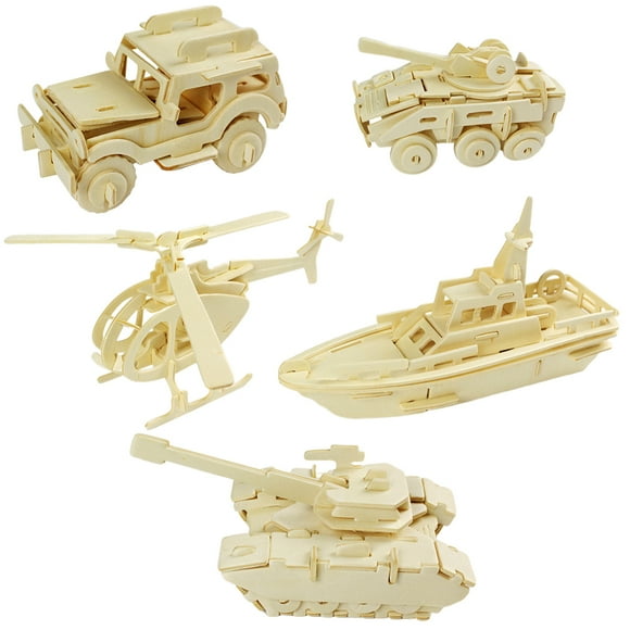 CIMAXIC Wooden 3D Puzzle Toy with Novelty Theme for Kids Playing Beige Color No Glue Needed 5Pcs,9.06"X7.09"X0.24"