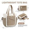 thumbnail image 3 of Gocvo Puffer Tote Bag for Women, Lightweight Tote Bag for School with Compartment, Large Capacity Multi-pocket Quilted Bag for Work Travel (Khaki), 3 of 8