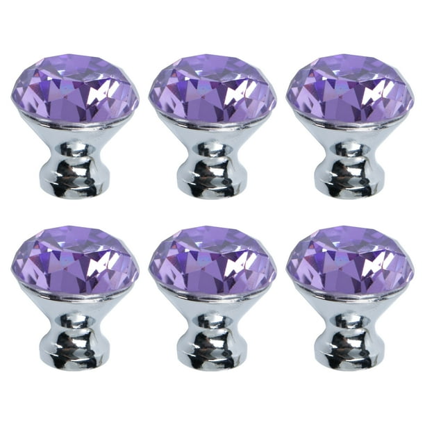 Uxcell 1.18" x 1.22" Perillas de Puerta de Armario Tirador de Cristal Púrpura 6pcs