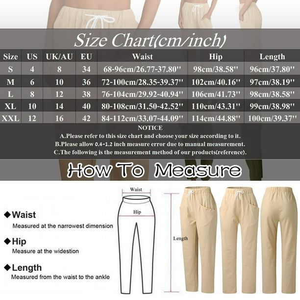 Plus Size Pants for Women White Linen Tightness Trousers Pocket Casual Pants  