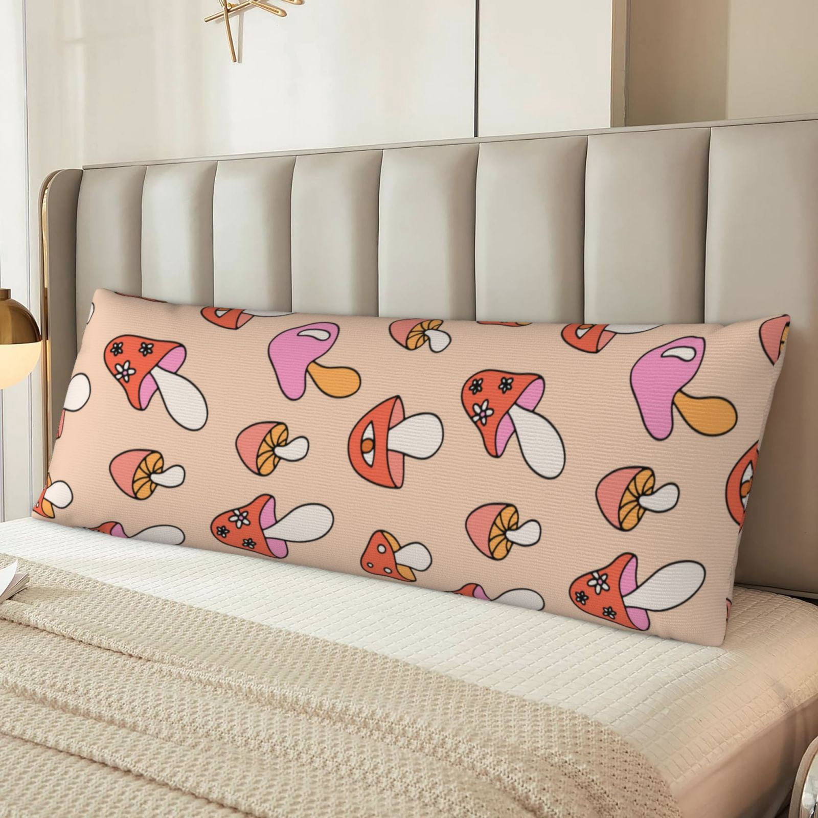Naloa 70s Mushroom Super Soft 20x60 Body Pillow Case,Long Side Hidden Zipper（PILLOWS ARE NOT INCLUDED）