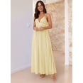 thumbnail image 6 of Women'S Spaghetti Strap V Neck Lace Up Bodycon Solid Nightclub Party Casual Dress Yellow S, 6 of 9