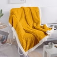 thumbnail image 2 of DISSA Sherpa Fleece Blanket Soft Yellow Throw Blanket Cozy Plush Blankets for Couch Sofa Bed, 51"x63", 2 of 7