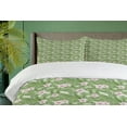 thumbnail image 4 of Ambesonne Tropic Duvet Cover Sets, Aloha Flowers on Leaves Art, 2-Queen, Olive Green Blush, 4 of 7