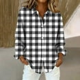 thumbnail image 2 of Plaid Shirts for Women Dress Shirt V Neck Loose Fit Blouses Lightweight Spring Blouses Business Dressy Top Plaid Tops for Women Long Sleeve Shirts for Women Cute Soft Plaid Blouse Black S-2XL, 2 of 5