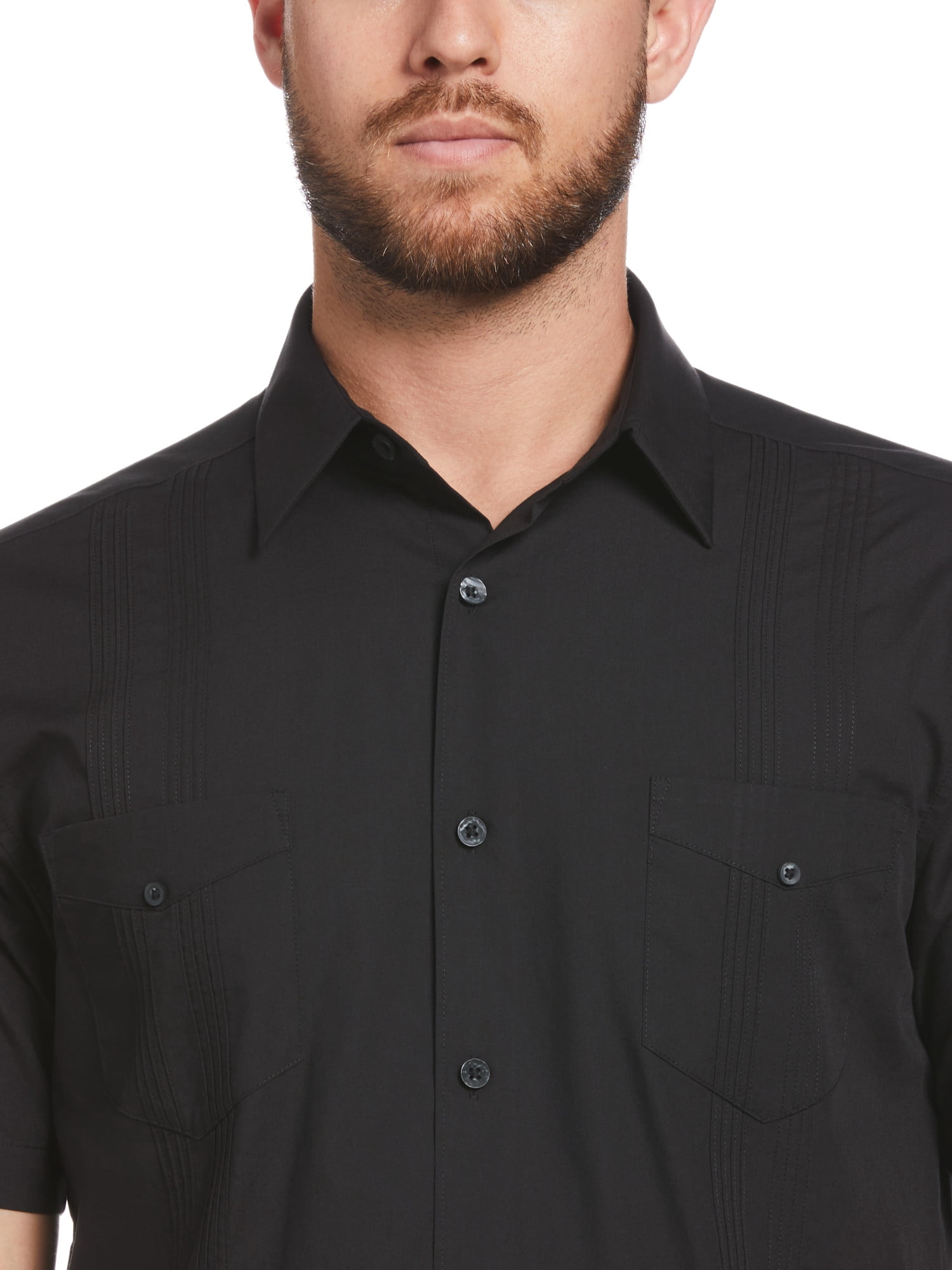 Cafe Luna Men's and Big Men's Cotton Blend Pintuck Short Sleeve Guayabera Shirt, Sizes S-5XL