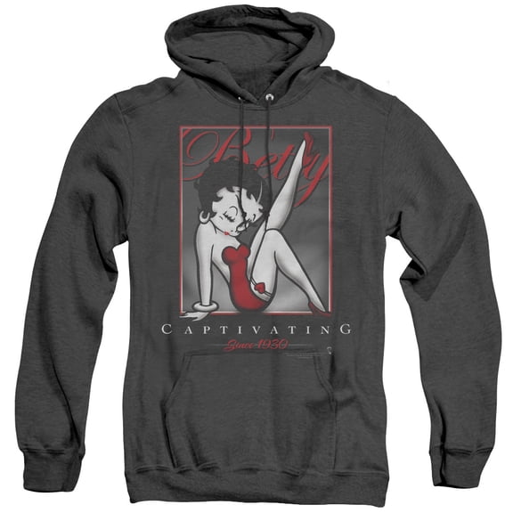 Betty Boop Captivating Adult Heather Hoodie Sweatshirt Black