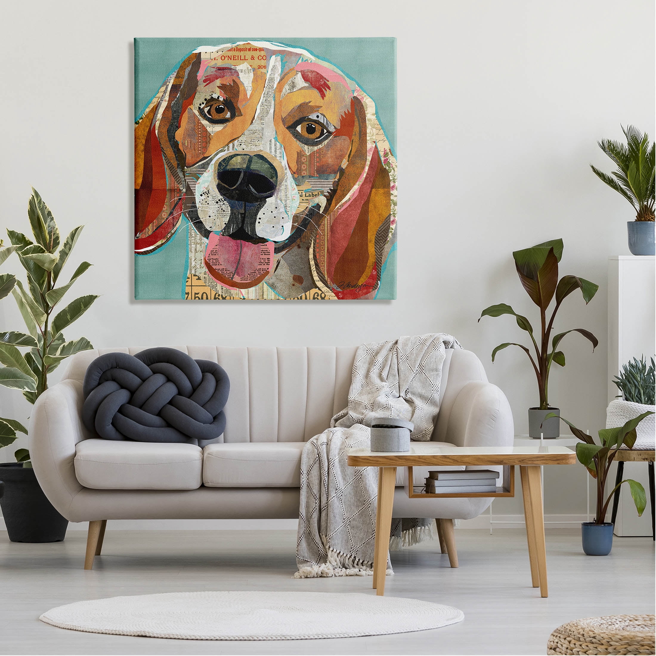 Stupell Industries Collaged Hound Dog Various Ephemera Graphic Art Gallery Wrapped Canvas Print Wall Art, Design by Traci Anderson