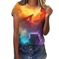 thumbnail image 4 of Summer Dresses for Women GaThRRgYP Womens Tunic Tops,Women's and Men's Casual Print Short Sleeve Round Neck Top Multicolor M, 4 of 6
