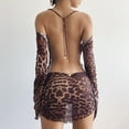 thumbnail image 6 of JAKANYQ Women Dress Backless Long Sleeve Leopard Mesh Sheer Bodycon Club Party Mini Dress Ladies Cozy Vacation Swing Flowy Bohemian Chic Summer Dailywear, 6 of 9