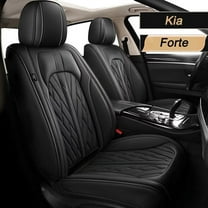 AOMSAZTO Fit Kia Forte 2010-2021 Black Car seat Cover 5-seat Faux Leather Full Set Compatible Airbag