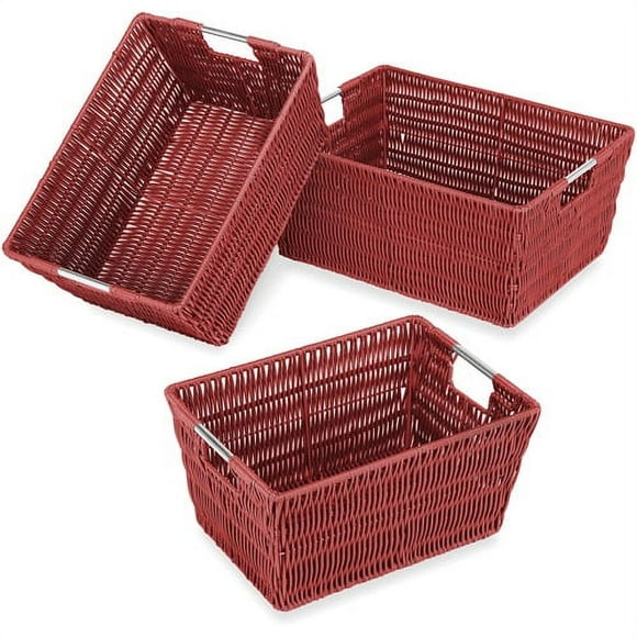 Whitmor Rattique Storage Baskets - Red (3 Piece Set)