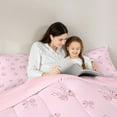 thumbnail image 5 of Feelyou Cartoon Cute Bow Bedding Comforter Set for Kid, Princess Ribbon Twin Comforter Sets, Kawaii Stripes Bowknot Reversible Bedding Set, Luxury Bedroom Decor, 2 Pieces, 5 of 8