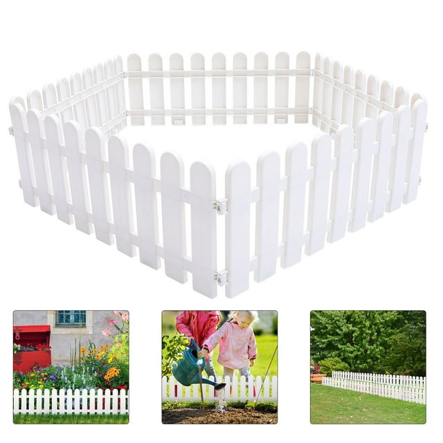 Clearance! Garden Decor 5Pc Set Of Premium White Plastic Garden Picket Fences With Decorative Edging For And Landscaping Weather And Easy To Install Panels Yard Decorations Outdoor Clearance