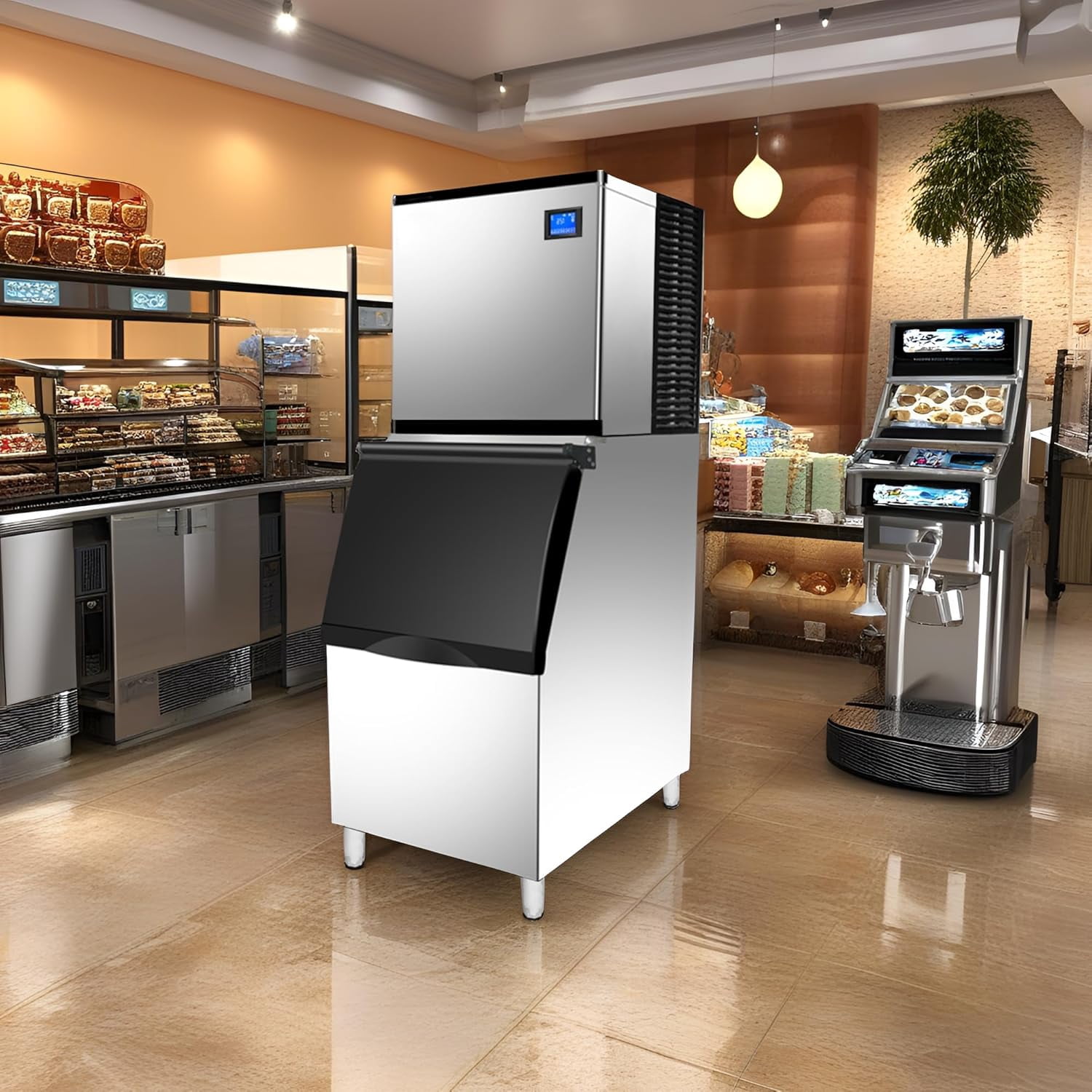HPDAVV Commercial Ice Maker Machine - 500 LBS/24H, 220V Heavy-Duty Ice Machine with 440 LBS Bin, Self-Cleaning & Touchscreen for Bars, Restaurants & Hotels