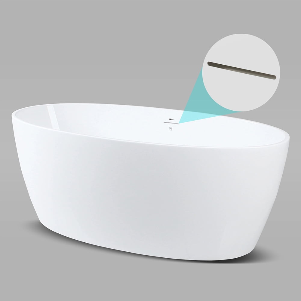 Kepooman 59" Oval Shape Stand Alone Acrylic Soaking SPA Tub, Modern Freestanding Bathtubs Kepooman 59" Oval Shape Stand Alone Acrylic Soaking SPA Tub, Modern Freestanding Bathtubs