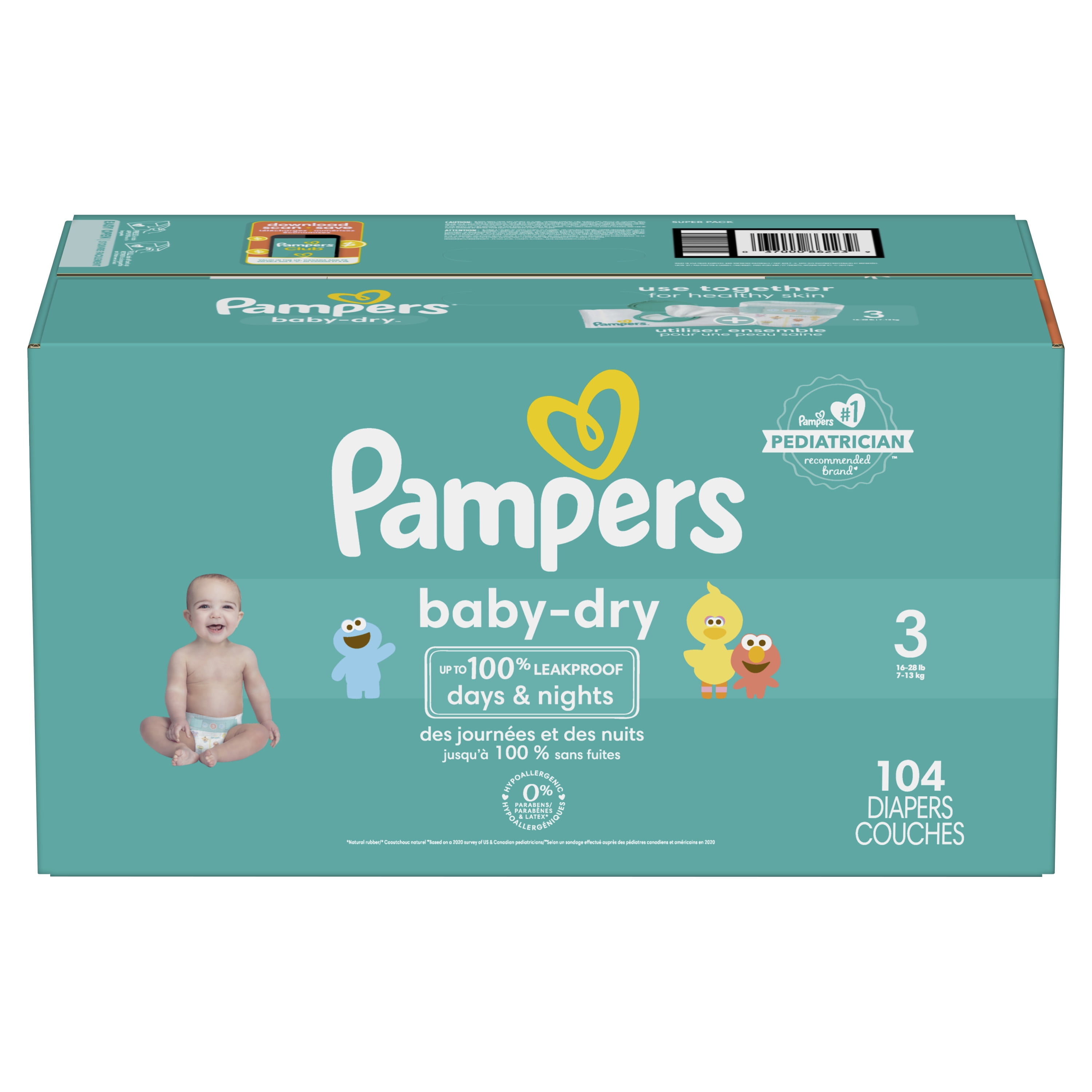 Baby Dry Diapers Size 3, 104 Count (Select for More Options) - Walmart.com