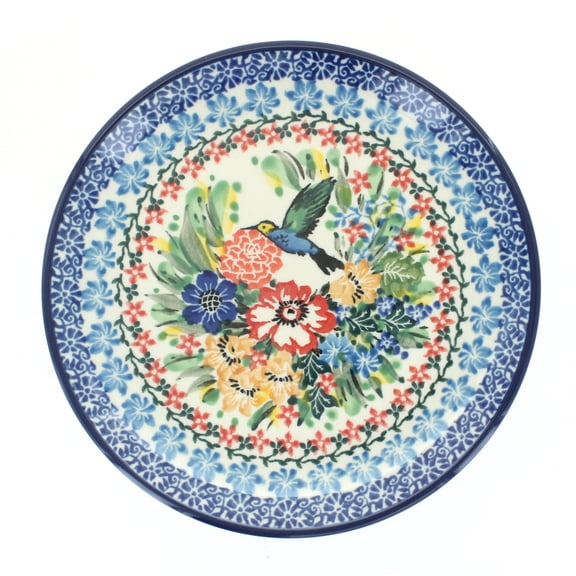 Blue Rose Polish Pottery Hummingbird Saucer