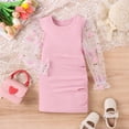 thumbnail image 2 of Cathalem Fancy Dress for Toddler Girls Girls Summer Dress Casual Sundress Dress Long Sleeve(Pink,6), 2 of 5