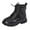 Black, variant on LYHao Girls Ankle Boots With Buckle Lace Up Design And Side Zipper For Autumn Winter Fashion Casual Wear Comfortable Durable Leather Upper Sole ,Girls Boots Sizes 10 Black(3.5-4 Years)