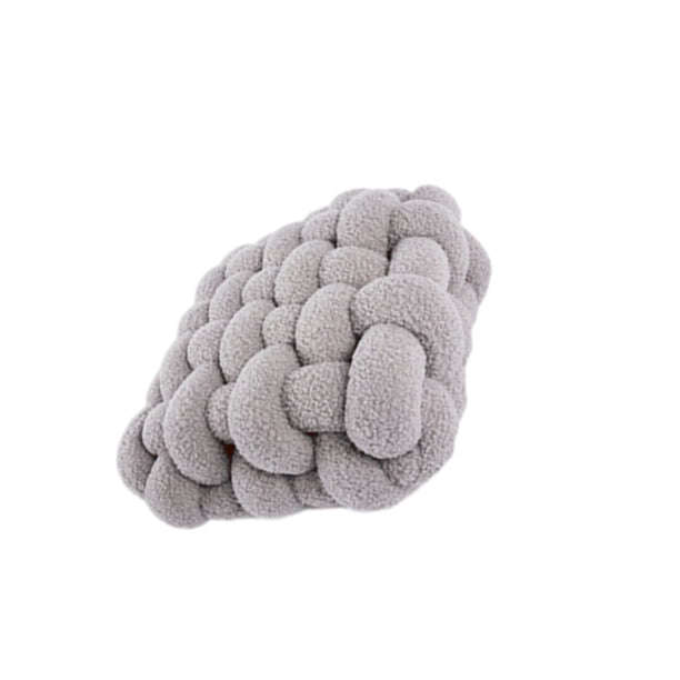 Inteprter Cojín de asiento de felpa tejido a mano, cojín para silla, almohada nórdica Ins, cómodo sofá elástico para el hogar, Decoración del hogar Gris claro 30*33*12 CM