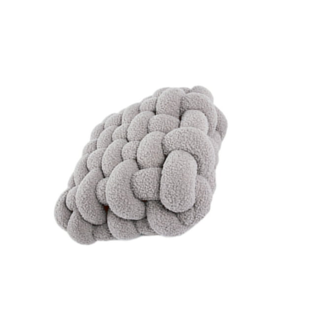 Inteprter Cojín de asiento de felpa tejido a mano, cojín para silla, almohada nórdica Ins, cómodo sofá elástico para el hogar, Decoración del hogar Gris claro 30*33*12 CM