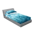 thumbnail image 2 of Ambesonne Blue Fitted Sheet & Pillow Sham Set, Grunge Sky Foggy Night, Twin, Blue Teal, 2 of 2