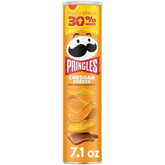 Pringles Cheddar Cheese Potato Crisps Chips, Lunch Snacks, 7.1 oz Canister