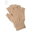 thumbnail image 3 of Gustave Unisex Half Finger Gloves Winter Warm Stretchy Knit Gloves for Women Men "Coffee", 3 of 9