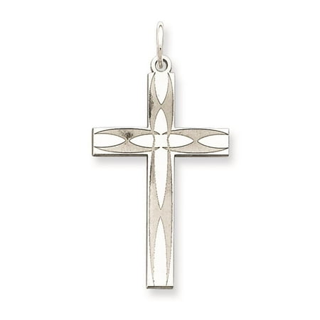 Laser Etched Engravable Cross Charm Pendant 925 Sterling Silver