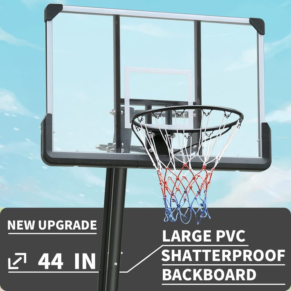 Height Adjustable Basketball Hoop, 7.5 to 10ft Adjustable Basketball Stand with 44 Inch Backboard, Portable Basketball Goal System with Stable Base and Wheels, Use for Outdoor