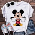 thumbnail image 1 of Mickey Mouse Disney 100% Cotton T-shirt Print Women Harajuku Aesthetic Streetwear White Tops New Summer Fashion Free Shipping2XL Gao Jinjia LED, 1 of 2
