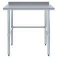 Stainless Steel Work Table with Open Base with 1.5" Backsplash (24x36