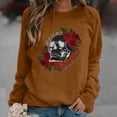 thumbnail image 2 of Mujeres Casual Manga Completa Cuello Redondo Tops Camisas Sueltas Blusa Jersey Estampado Sudadera Pompotops FGAJ18607, 2 of 5