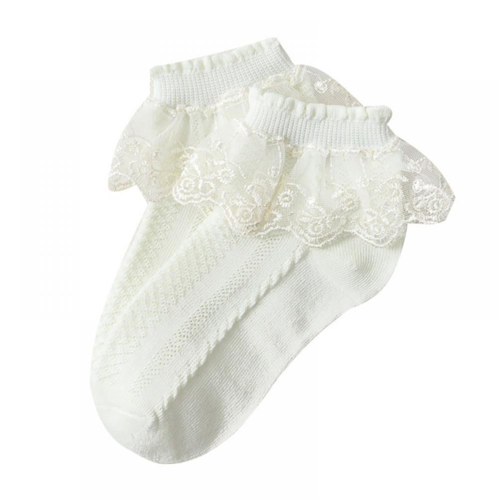 Baby Frilly Mesh Socks Cotton Ankle Socks Breathable Lace Ruffle Dance S-L NEW 
