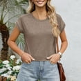 thumbnail image 4 of ADSSDQ Womens Summer Tops Trendy 2025 Cap Short Sleeve Tshirts Shirts Crew Neck T Shirts Fashion Khaki M, 4 of 5