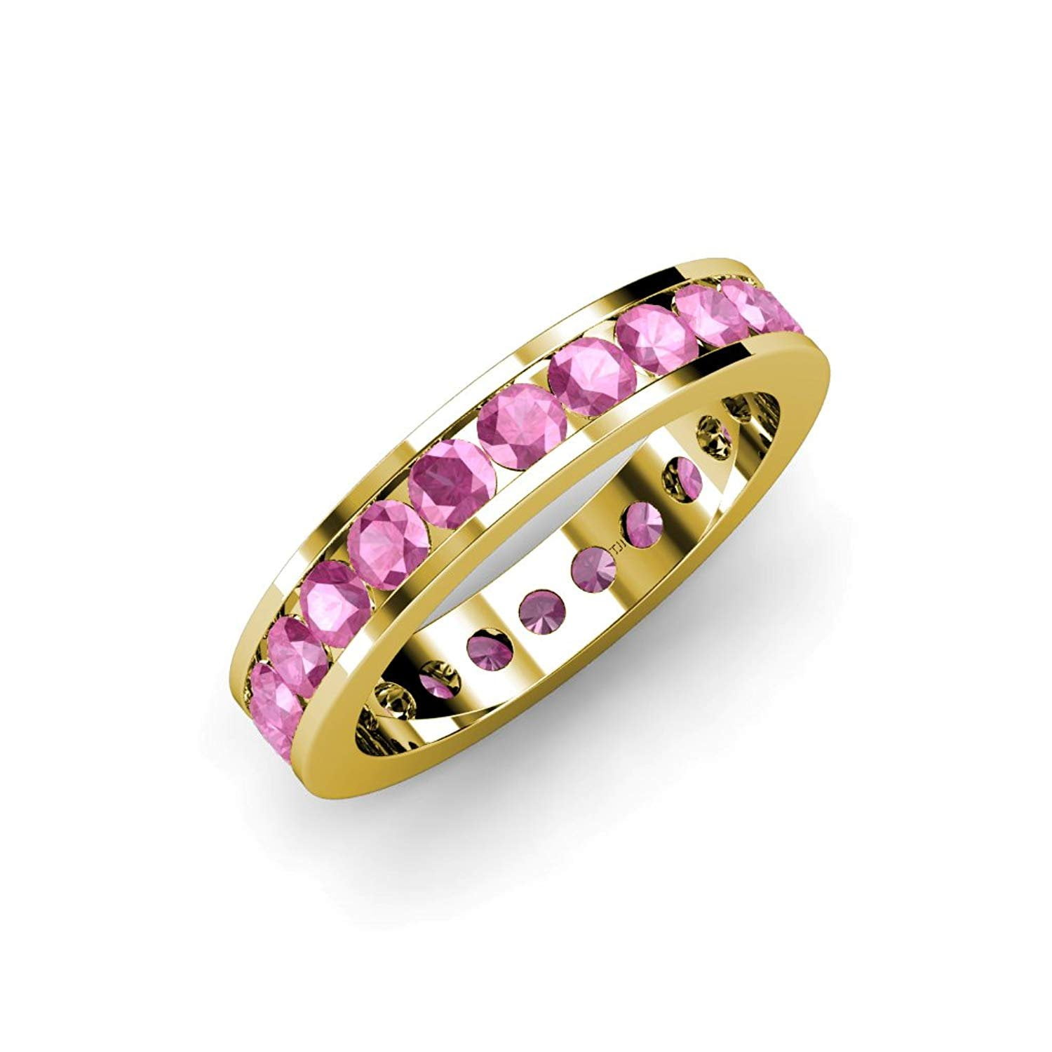 Pink Sapphire Channel Set Eternity Band 2.86 ct tw to 3.36 ct tw in 14K Yellow Gold.size 5.0 by TriJewels