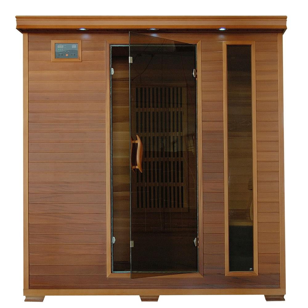BlueWave Klondike-Cedar 4 Person FAR Infrared Cedar Sauna With Carbon Heaters by HeatWave