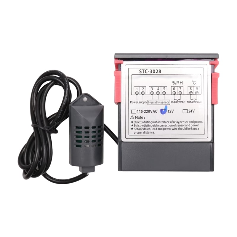 2X DC 12V Dual Digital Thermostat Temperature Humidity Control Thermometer Hygrometer Incubator Controller -3028
