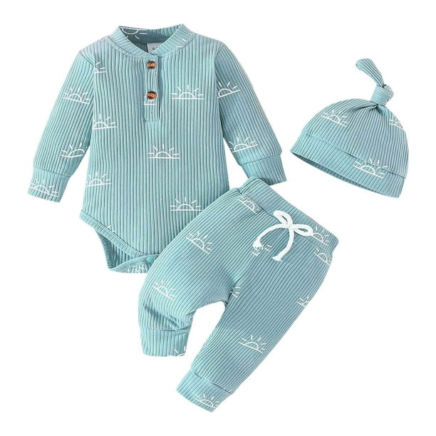 Gibobby Conjunto con capucha para niño con estampado de animados de manga larga para niños y niñas, conjunto de trajes con sombrero y pantalones de Color sólido(Azul,9-12 Meses)