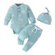 thumbnail image 1 of Gibobby Conjunto con capucha para niño con estampado de animados de manga larga para niños y niñas, conjunto de trajes con sombrero y pantalones de Color sólido(Azul,9-12 Meses), 1 of 3