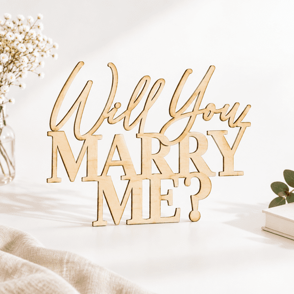 Will You Marry Me? Wooden Wedding Proposal Party Wall Sign Decor