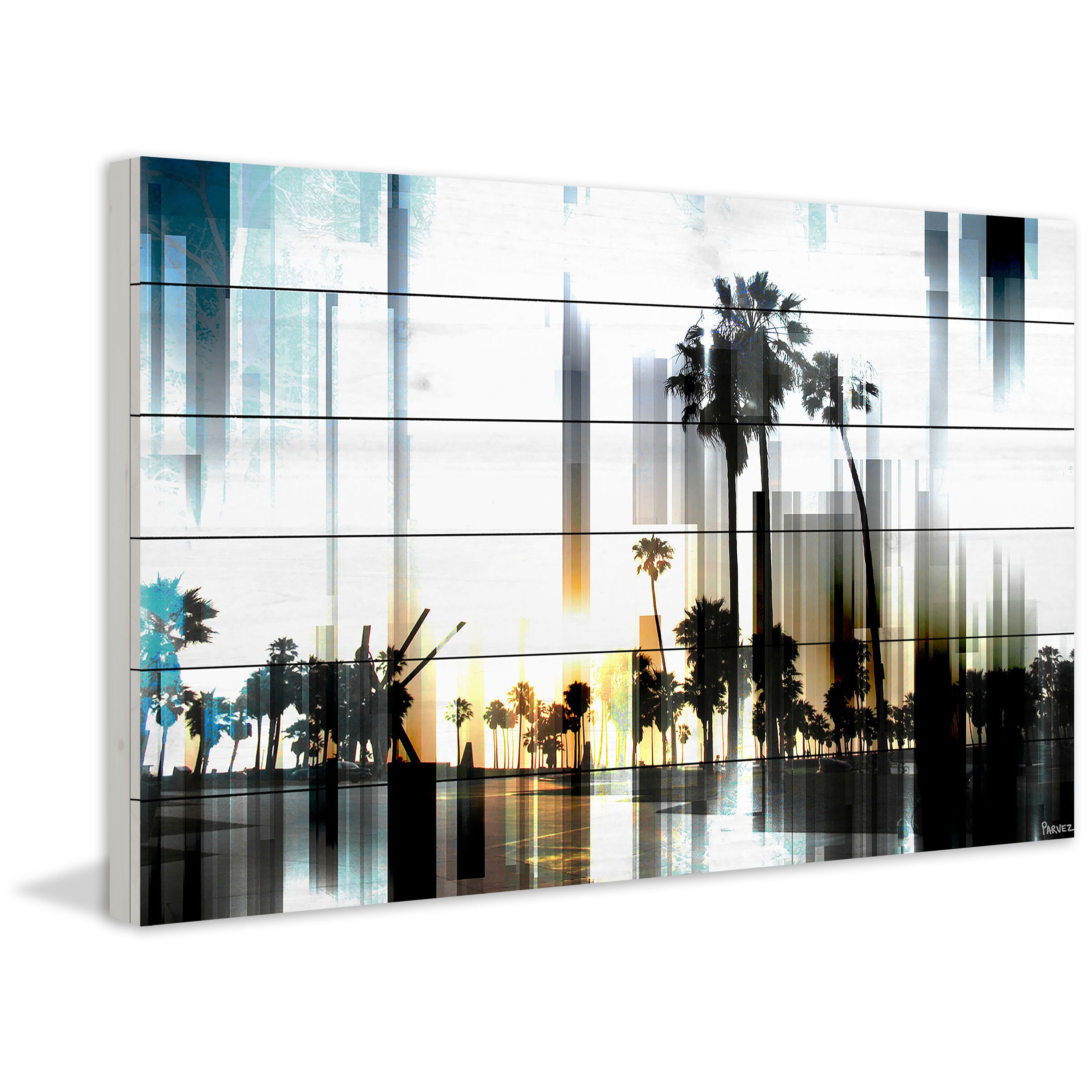Parvez Taj  'Ocean Front' Painting Print on White Wood 36 x 24