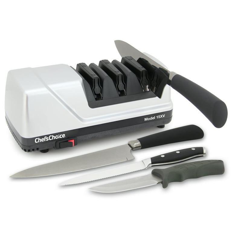 Chef'sChoice 1520 Electric Knife Sharpener for Straight Edge and Serrated  Knives, 3-Stage, Black
