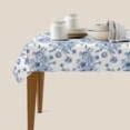 thumbnail image 4 of Spring Blue Floral Tablecloth Rectangle 60 x 104 Inch Chioniserie Flowers Table Cloth Polyester Fabric Vintage Farmhouse Table Cover for Kitchen Party Dining Picnic Decor, 4 of 5