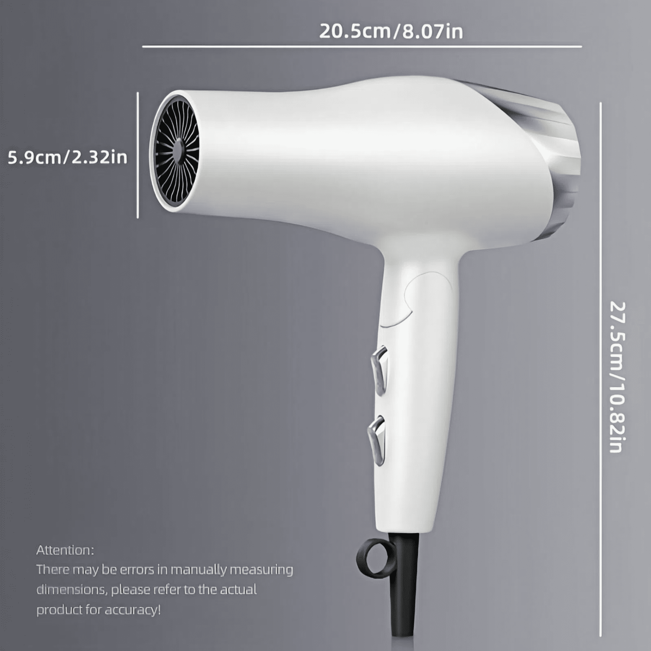 Foldable Hair Dryer with 8 Accessories | Compact Design for Home & Travel | Fast Drying Gift Set for Women/Men，White