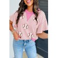 thumbnail image 2 of Women's Sachet Pink Sequin Baseball Graphic Tee with Striped Ruffle Sleeves | [ZhiHiMeRi] | (US 12-14)L, 2 of 6