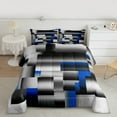 thumbnail image 3 of Manfei Stereoscopic Grid Bedding Comforter Set,Minimalism Geometric Checkered Twin Comforter Sets,Gray Blue Black Bedding Set For Girls Boys,Super Cozy Room Decor Reversible,2-Piece, 3 of 9