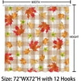 thumbnail image 3 of Fall Shower Curtains for Bathroom Maple Leaves Orange Buffalo Plaid Shower Curtains Autumn Thanksgiving Day Shower Curtain for Bathroom Decor Washable Durable Fabric Shower Curtains 72x72 in, 3 of 5