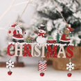 thumbnail image 5 of Adorno para árbol de Navidad con letras de dibujos animados, colgante con campana, bonito Papá Noel, muñeco de nieve, gnomo, decoración de Navidad, adornos colgantes de madera, nuevo, A, 5 of 5